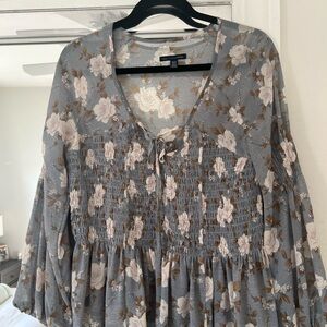 American Eagle Outfitters Floral Blue Top